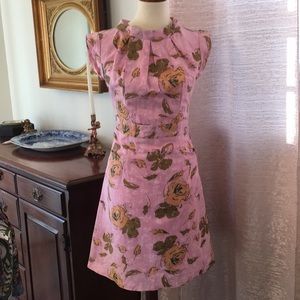 Pink Floral Capped Sleeve Shift Dress (M)